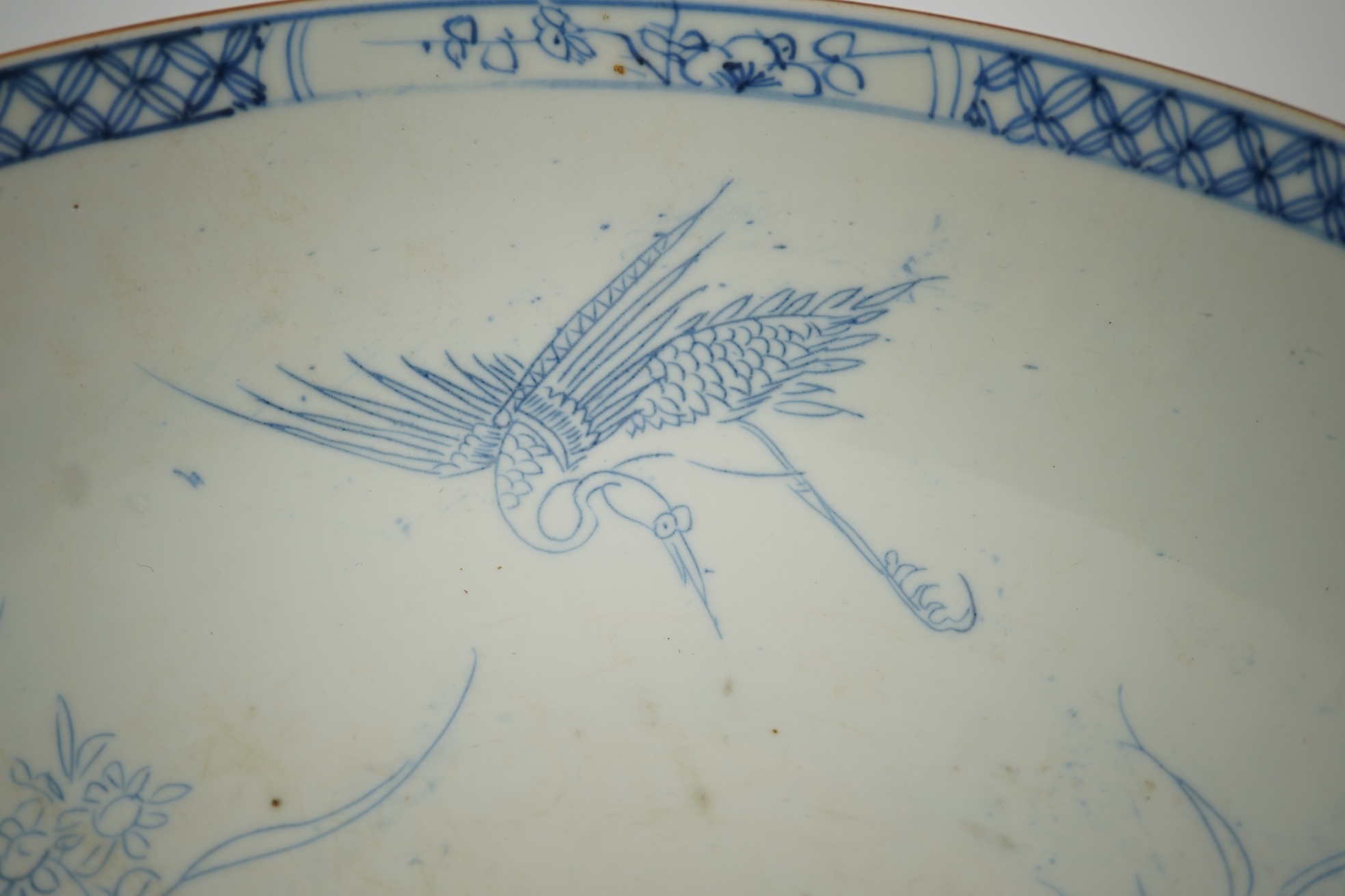 A Chinese blue and white ‘crane and phoenix’ dish, Yongzheng period